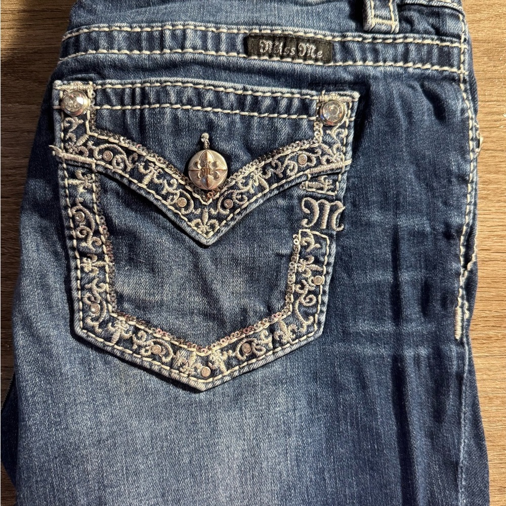 Miss Me Women's Blue Embroidered Bootcut Jeans